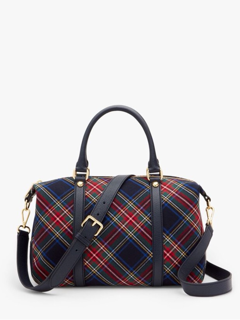 Talbots Tartan Plaid Convertible Satchel Crossbody Bag Navy Red